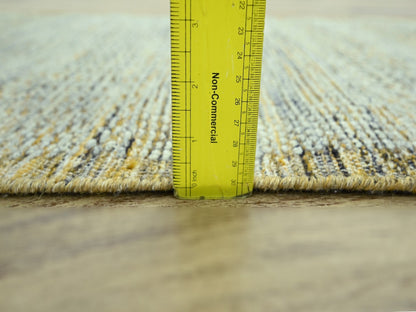 Modern / Contemporary hand-knotted wool runner in Yellow, 2'7" x 12' — SKU O077070 (view 6)