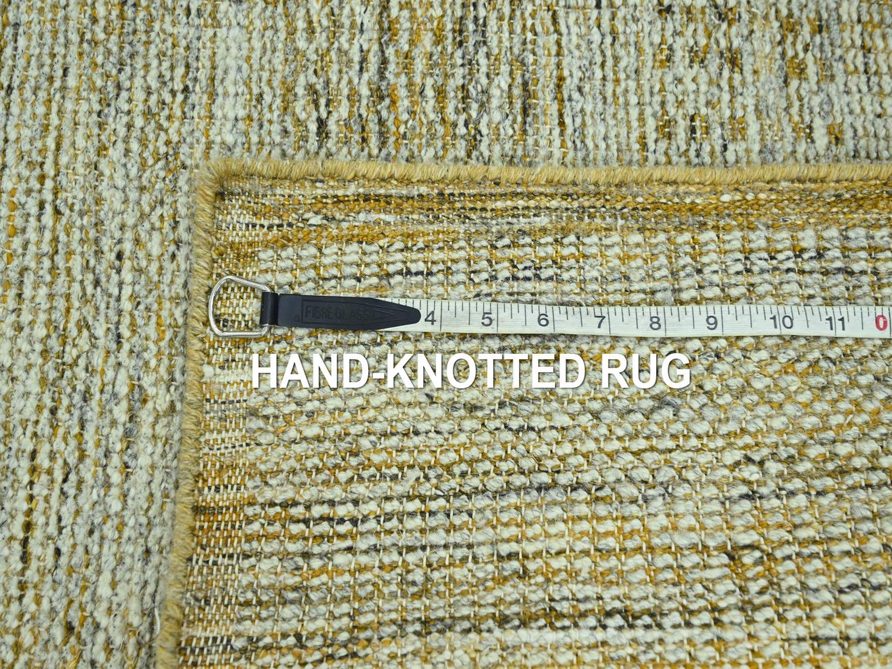 Modern / Contemporary hand-knotted wool runner in Yellow, 2'7" x 12' — SKU O077070 (view 7)