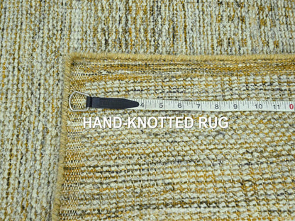 Modern / Contemporary hand-knotted wool runner in Yellow, 2'7" x 12' — SKU O077070 (view 7)