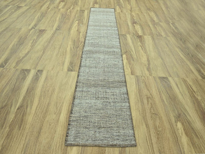 Modern / Contemporary hand-knotted wool runner in Brown, 2'7" x 11'10" — SKU O077073 (view 2)