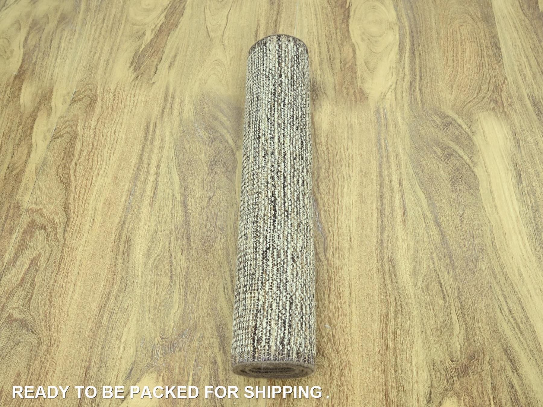 Modern / Contemporary hand-knotted wool runner in Brown, 2'7" x 11'10" — SKU O077073 (view 5)