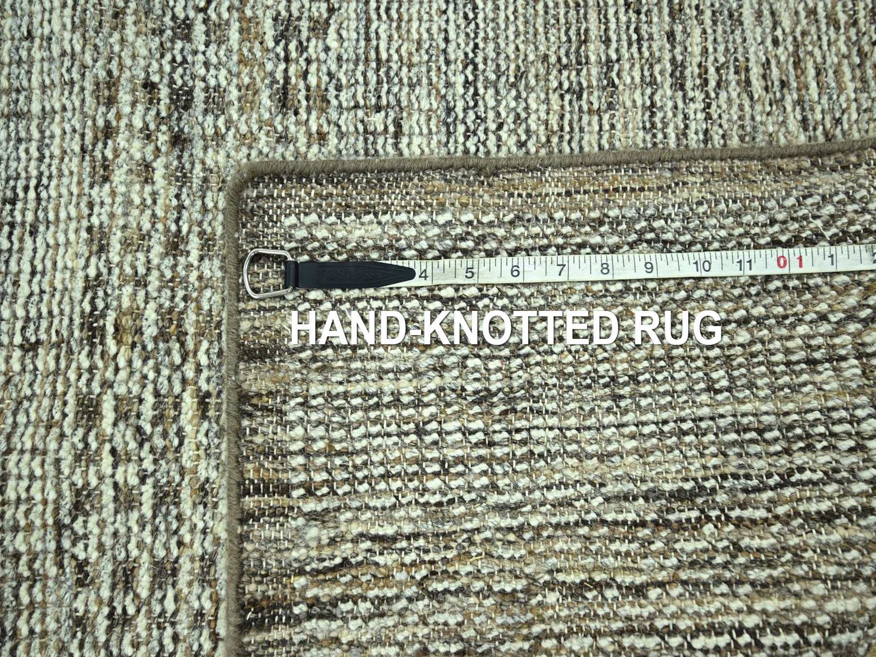 Modern / Contemporary hand-knotted wool runner in Brown, 2'7" x 11'10" — SKU O077073 (view 7)