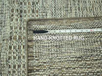 Modern / Contemporary hand-knotted wool runner in Brown, 2'7" x 11'10" — SKU O077073 (view 7)