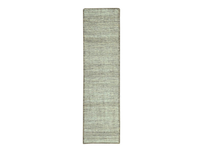 Modern / Contemporary hand-knotted wool runner in Brown, 2'7" x 11'10" — SKU O077074