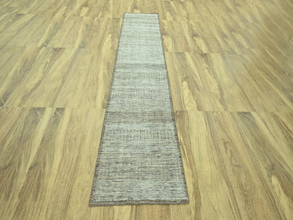 Modern / Contemporary hand-knotted wool runner in Brown, 2'7" x 11'10" — SKU O077074 (view 2)