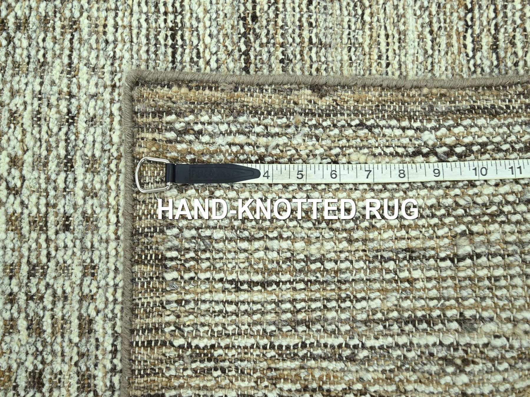Modern / Contemporary hand-knotted wool runner in Brown, 2'7" x 11'10" — SKU O077074 (view 7)