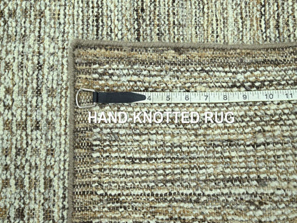 Modern / Contemporary hand-knotted wool runner in Brown, 2'7" x 11'10" — SKU O077074 (view 7)