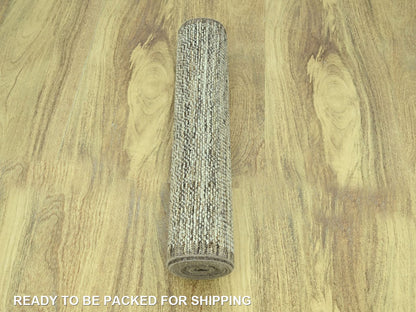 Modern / Contemporary hand-knotted wool runner in Brown, 2'8" x 12' — SKU O077075 (view 5)