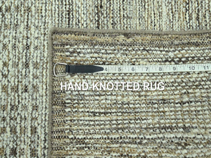 Modern / Contemporary hand-knotted wool runner in Brown, 2'8" x 12' — SKU O077075 (view 7)
