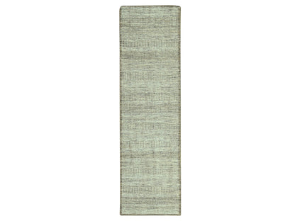Modern / Contemporary hand-knotted wool runner in Brown, 2'7" x 10'1" — SKU O077076