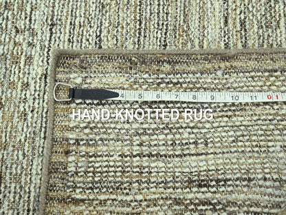 Modern / Contemporary hand-knotted wool runner in Brown, 2'7" x 10'1" — SKU O077076 (view 7)