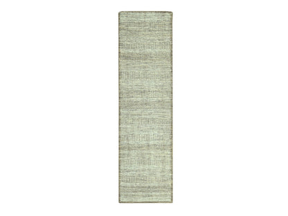 Modern / Contemporary hand-knotted wool runner in Brown, 2'7" x 10'2" — SKU O077077