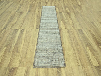 Modern / Contemporary hand-knotted wool runner in Brown, 2'7" x 10'2" — SKU O077077 (view 2)