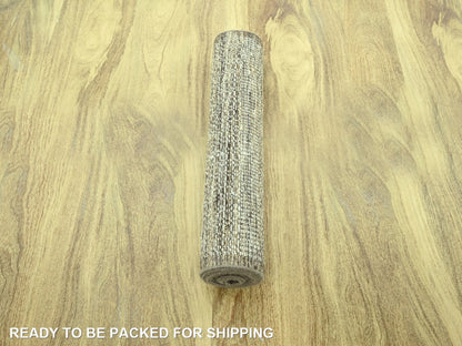 Modern / Contemporary hand-knotted wool runner in Brown, 2'7" x 10'2" — SKU O077077 (view 5)