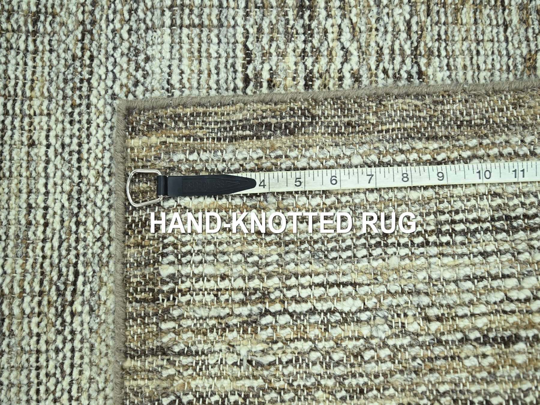 Modern / Contemporary hand-knotted wool runner in Brown, 2'7" x 10'2" — SKU O077077 (view 7)