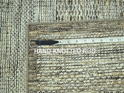 Modern / Contemporary hand-knotted wool runner in Brown, 2'7" x 10'2" — SKU O077077 (view 7)