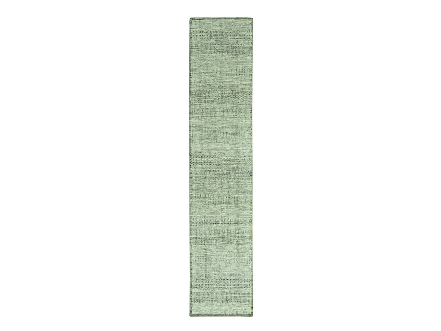 Modern / Contemporary hand-knotted wool runner in Green, 2'8" x 12' — SKU O077079