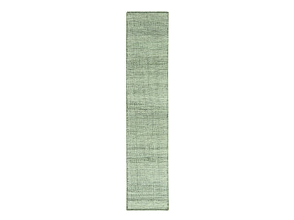 Modern / Contemporary hand-knotted wool runner in Green, 2'8" x 12' — SKU O077079