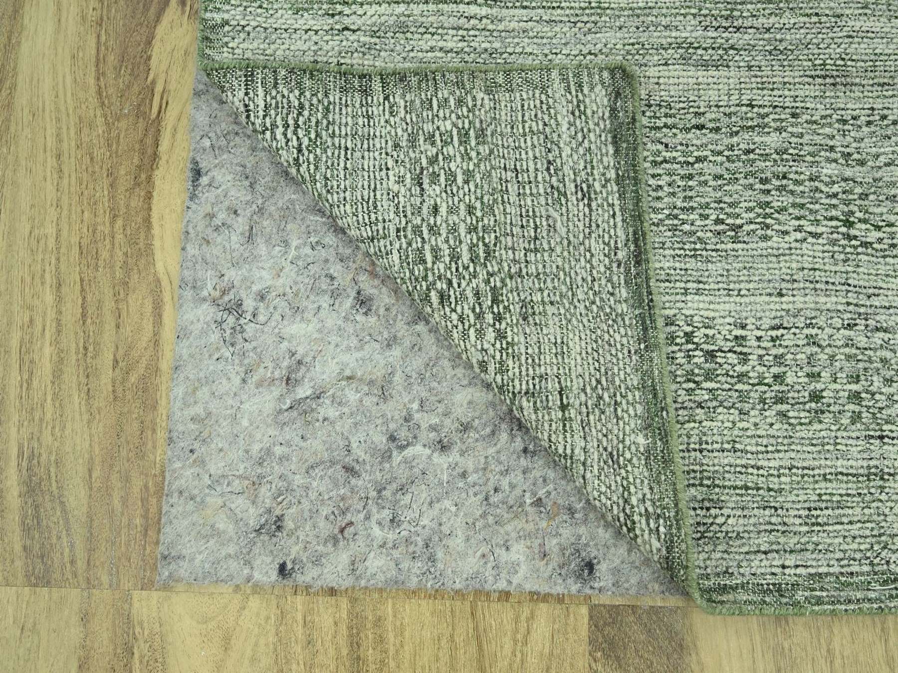 Modern / Contemporary hand-knotted wool runner in Green, 2'8" x 12' — SKU O077079 (view 3)