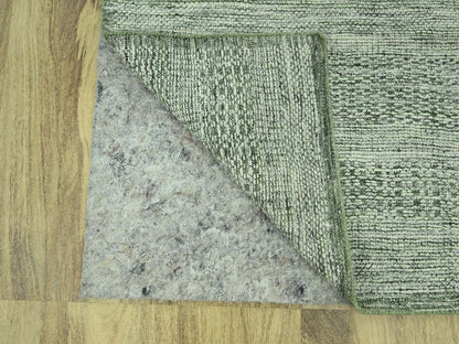 Modern / Contemporary hand-knotted wool runner in Green, 2'8" x 12' — SKU O077079 (view 3)