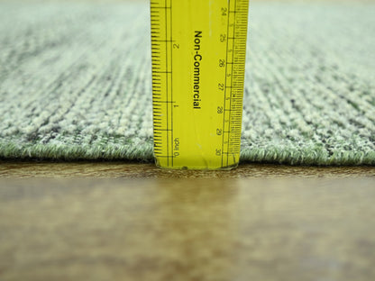 Modern / Contemporary hand-knotted wool runner in Green, 2'8" x 12' — SKU O077079 (view 6)