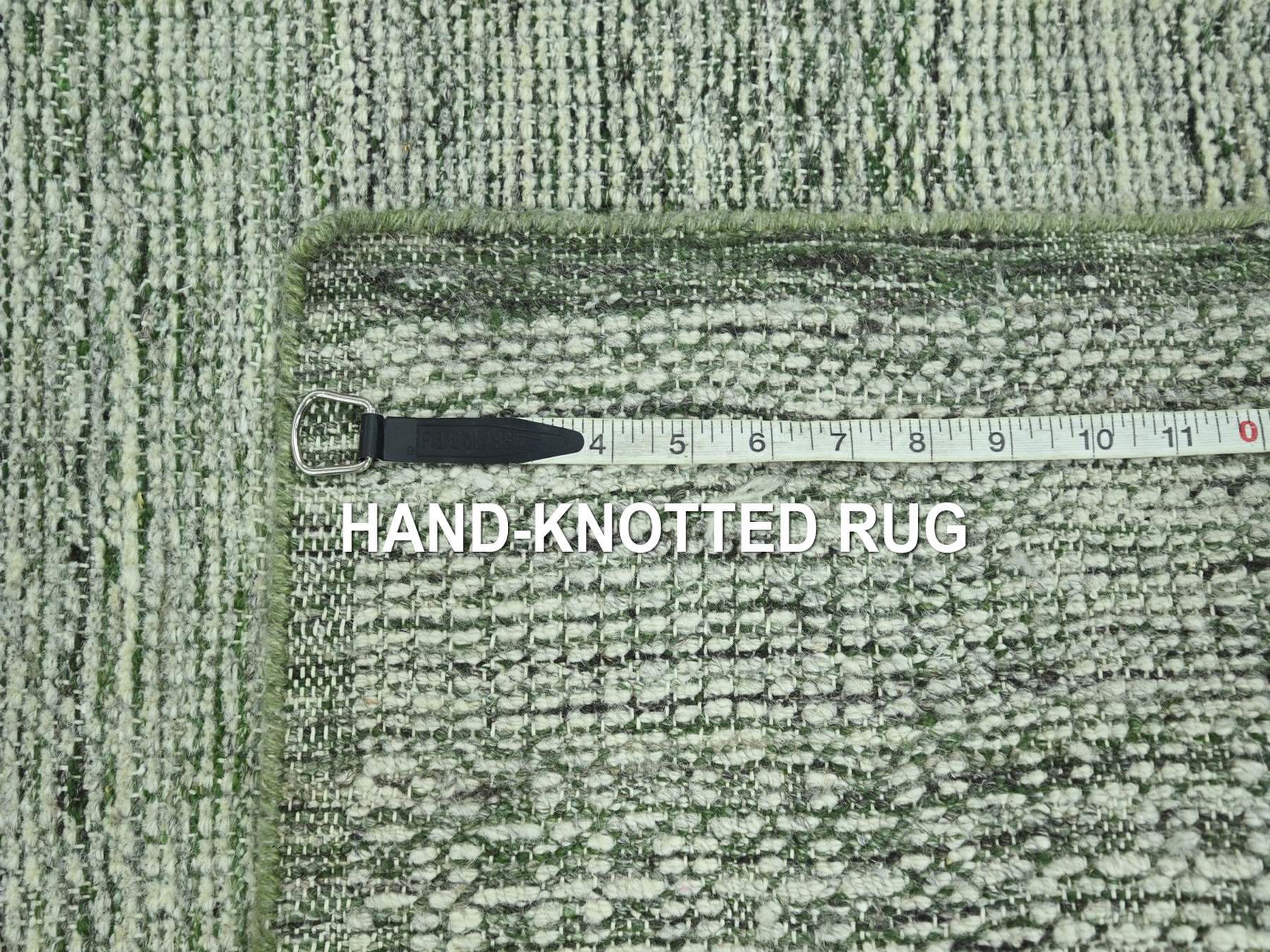 Modern / Contemporary hand-knotted wool runner in Green, 2'8" x 12' — SKU O077079 (view 7)