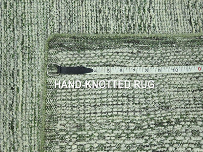 Modern / Contemporary hand-knotted wool runner in Green, 2'8" x 12' — SKU O077079 (view 7)