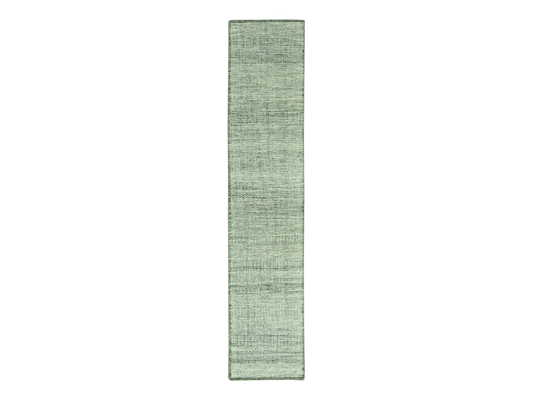Modern / Contemporary hand-knotted wool runner in Green, 2'7" x 12' — SKU O077080