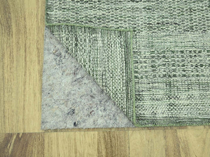 Modern / Contemporary hand-knotted wool runner in Green, 2'7" x 12' — SKU O077080 (view 3)