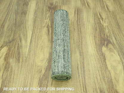 Modern / Contemporary hand-knotted wool runner in Green, 2'7" x 12' — SKU O077080 (view 5)