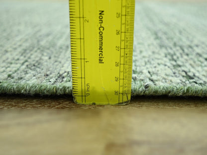Modern / Contemporary hand-knotted wool runner in Green, 2'7" x 12' — SKU O077080 (view 6)