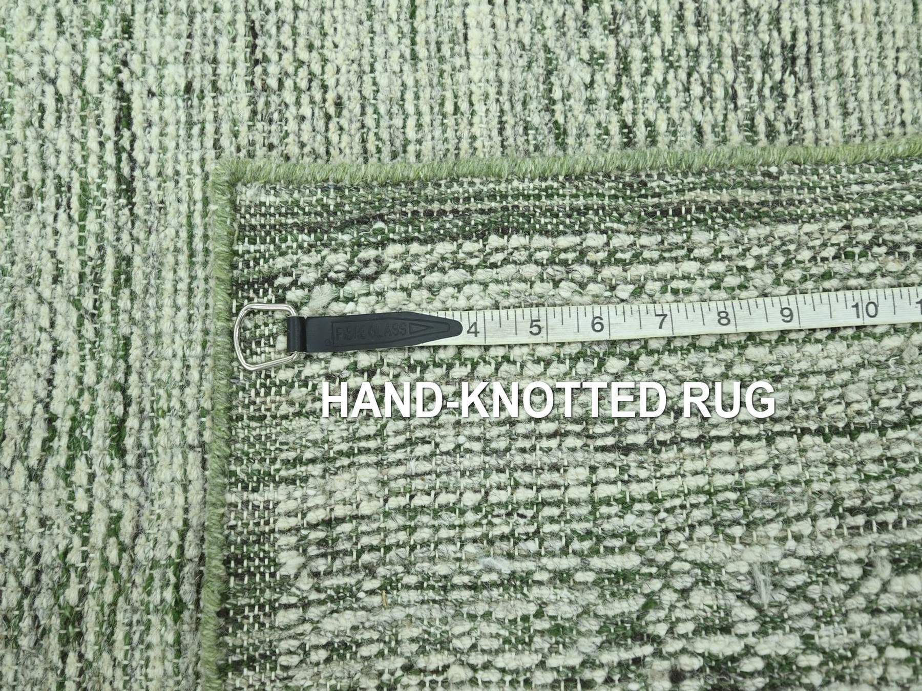 Modern / Contemporary hand-knotted wool runner in Green, 2'7" x 12' — SKU O077080 (view 7)