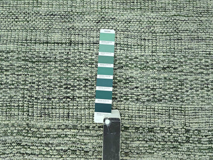 Modern / Contemporary hand-knotted wool runner in Green, 2'7" x 12' — SKU O077081 (view 4)