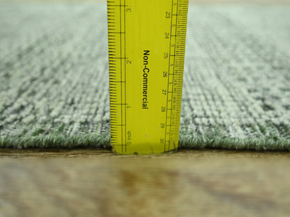 Modern / Contemporary hand-knotted wool runner in Green, 2'7" x 12' — SKU O077081 (view 6)