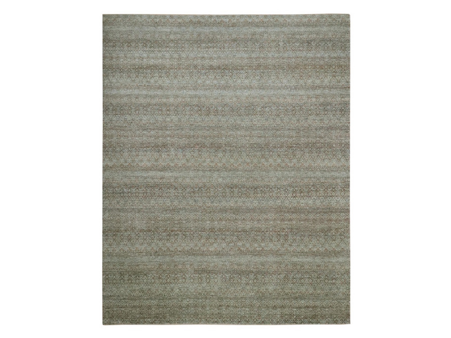 Modern / Contemporary hand-knotted wool rug in Green, 11'11" x 14'11" — SKU O077085