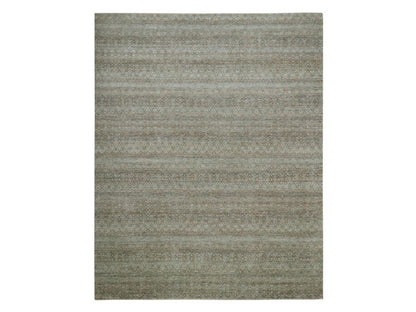 Modern / Contemporary hand-knotted wool rug in Green, 11'11" x 14'11" — SKU O077085