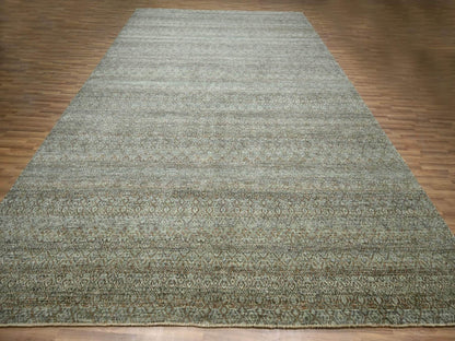 Modern / Contemporary hand-knotted wool rug in Green, 11'11" x 14'11" — SKU O077085 (view 2)