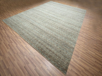 Modern / Contemporary hand-knotted wool rug in Green, 11'11" x 14'11" — SKU O077085 (view 3)