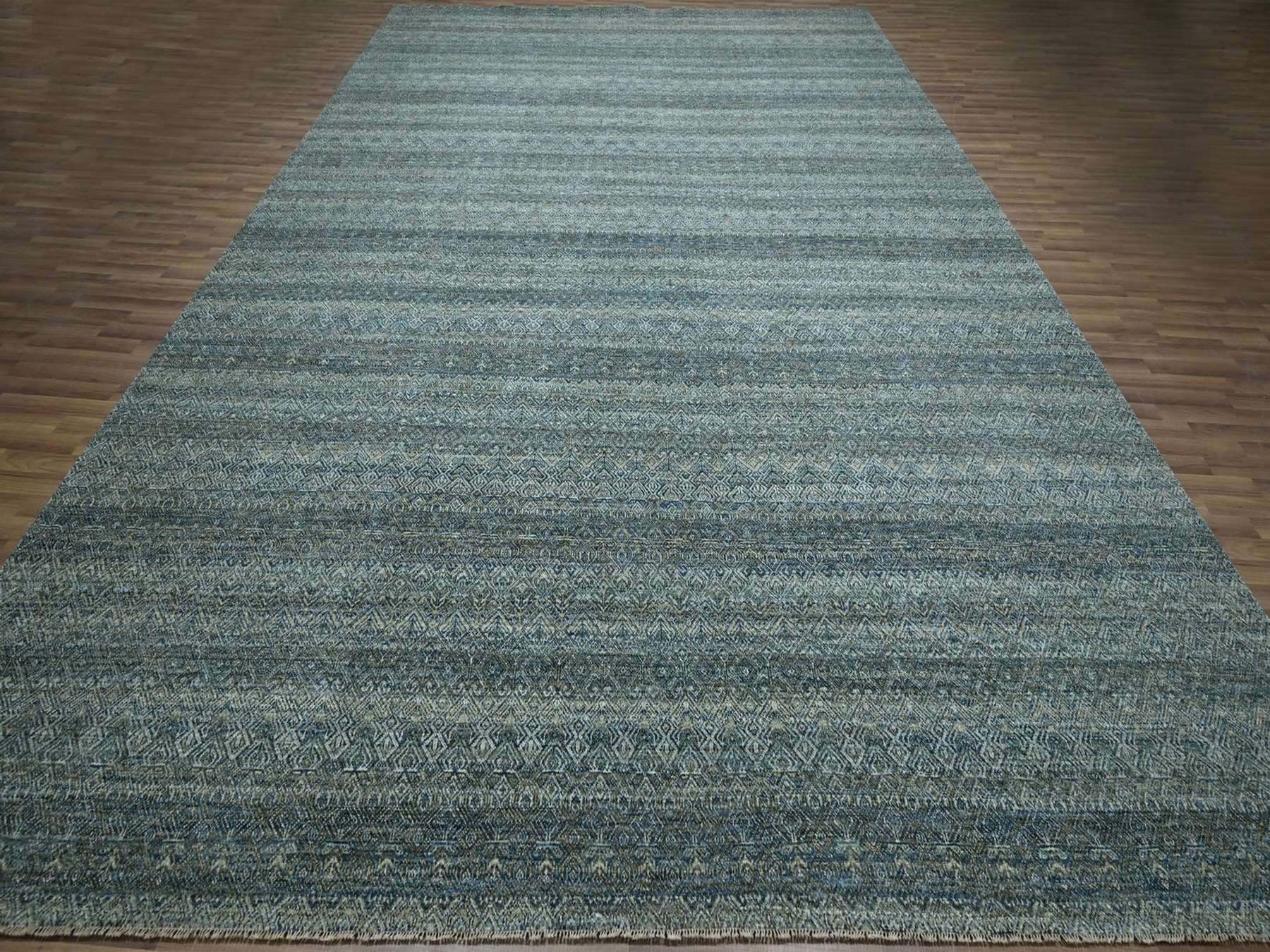 Modern / Contemporary hand-knotted wool rug in Blue, 11'11" x 15'1" — SKU O077086 (view 2)
