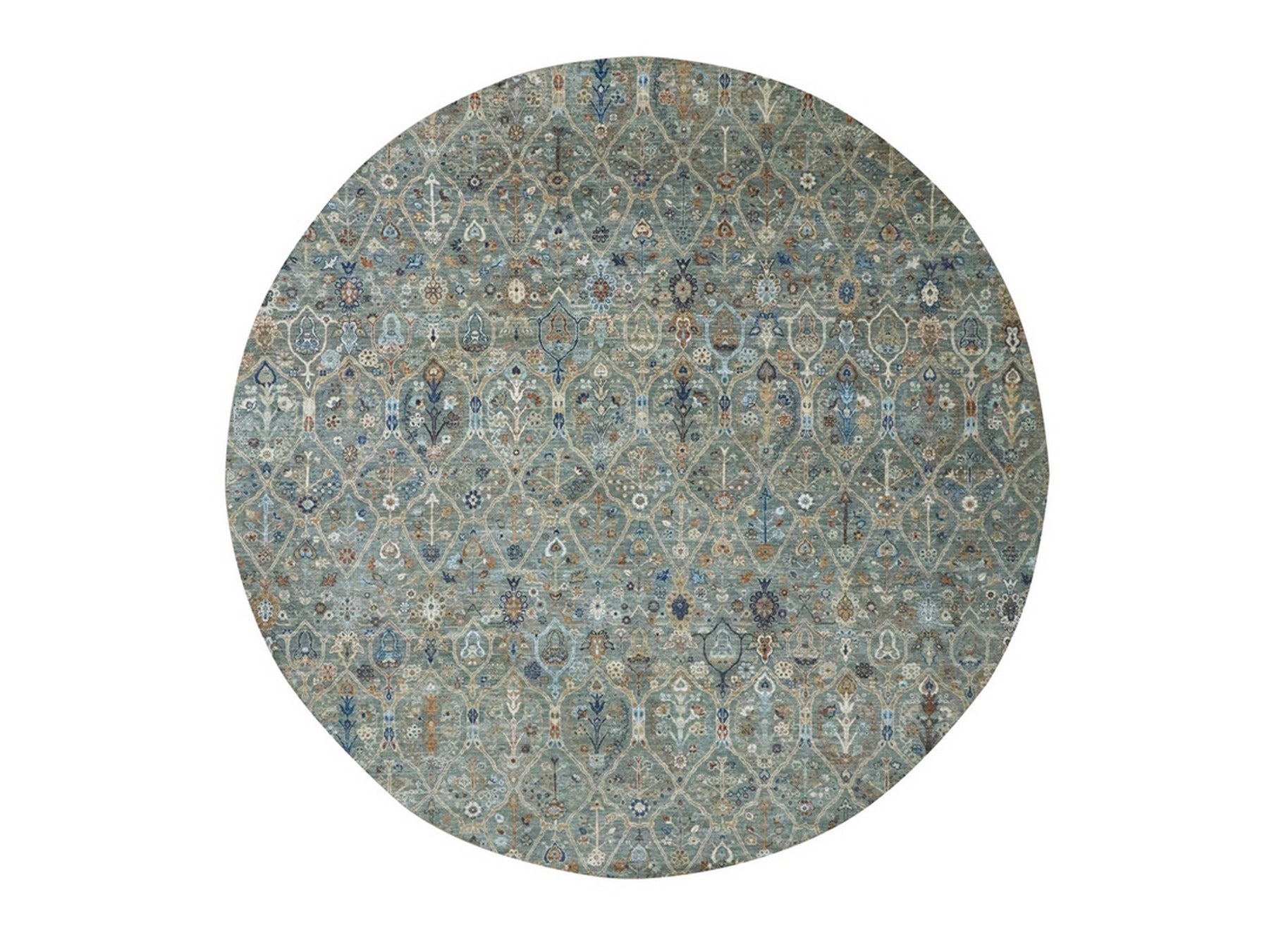 Agra Oushak hand-knotted wool rug in Green, 11'10" x 11'11" — SKU O077087