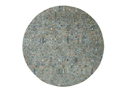 Agra Oushak hand-knotted wool rug in Green, 11'10" x 11'11" — SKU O077087