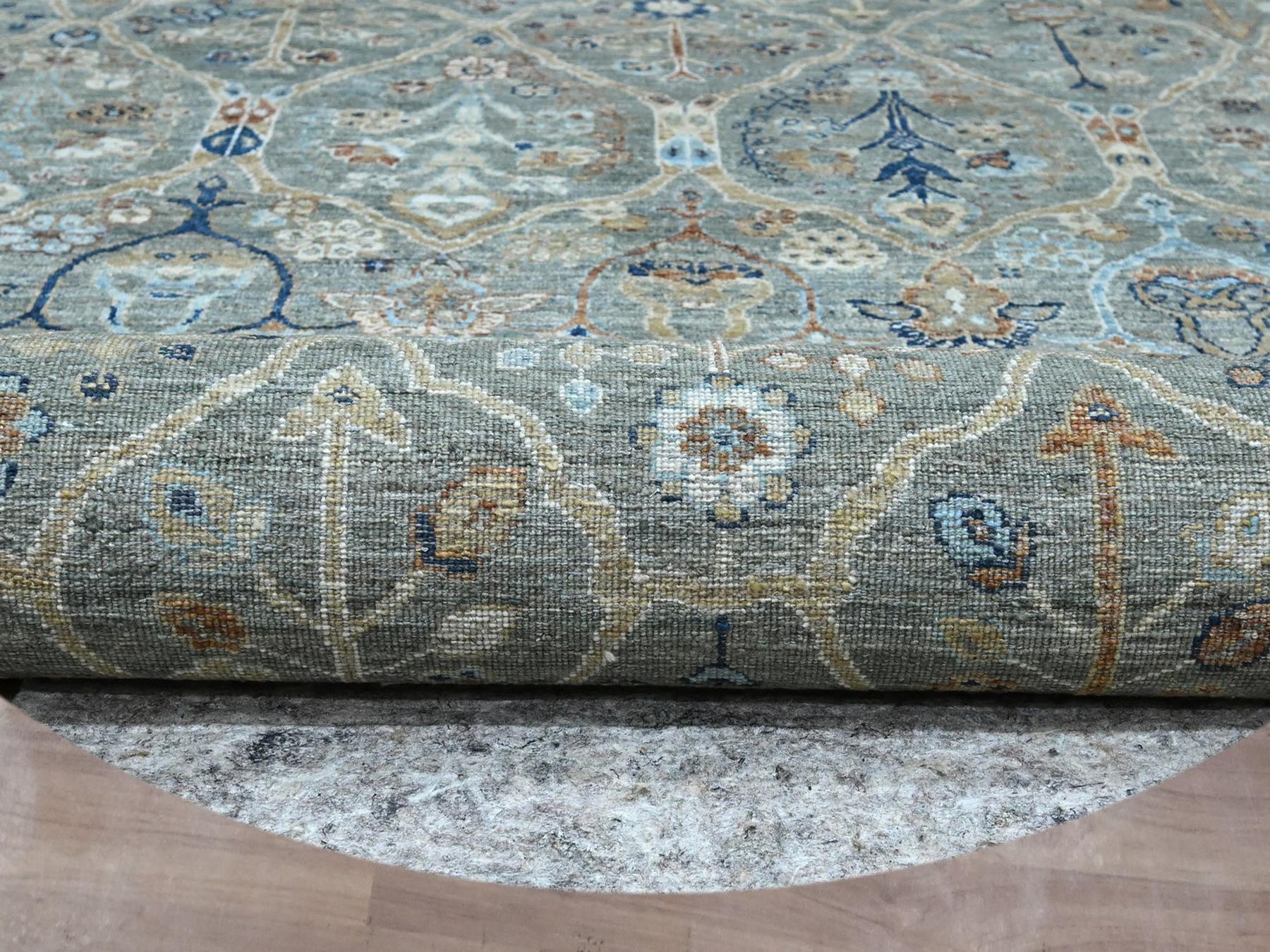 Agra Oushak hand-knotted wool rug in Green, 11'10" x 11'11" — SKU O077087 (view 4)