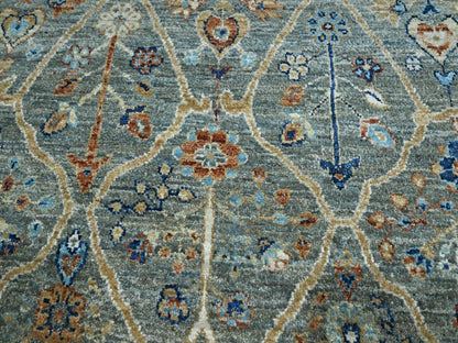 Agra Oushak hand-knotted wool rug in Green, 11'10" x 11'11" — SKU O077087 (view 8)