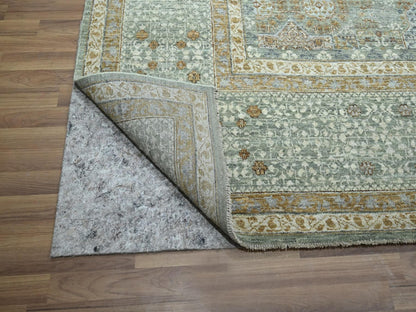 Mamluk Mamluk hand-knotted wool rug in Green & Ivory, 10' x 14'2" — SKU O077088 (view 4)