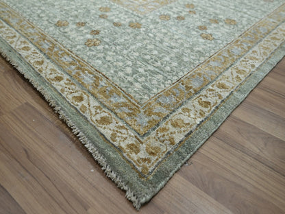 Mamluk Mamluk hand-knotted wool rug in Green & Ivory, 10' x 14'2" — SKU O077088 (view 6)