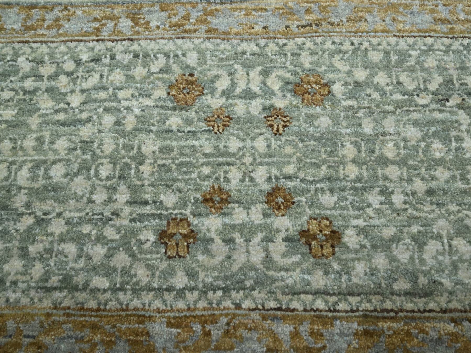 Mamluk Mamluk hand-knotted wool rug in Green & Ivory, 10' x 14'2" — SKU O077088 (view 8)