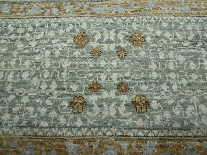 Mamluk Mamluk hand-knotted wool rug in Green & Ivory, 10' x 14'2" — SKU O077088 (view 8)