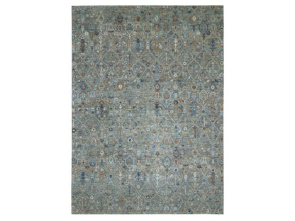 Agra Oushak hand-knotted wool rug in Green, 10'1" x 14' — SKU O077089