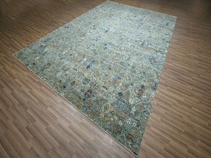 Agra Oushak hand-knotted wool rug in Green, 10'1" x 14' — SKU O077089 (view 3)