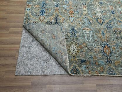 Agra Oushak hand-knotted wool rug in Green, 10'1" x 14' — SKU O077089 (view 4)